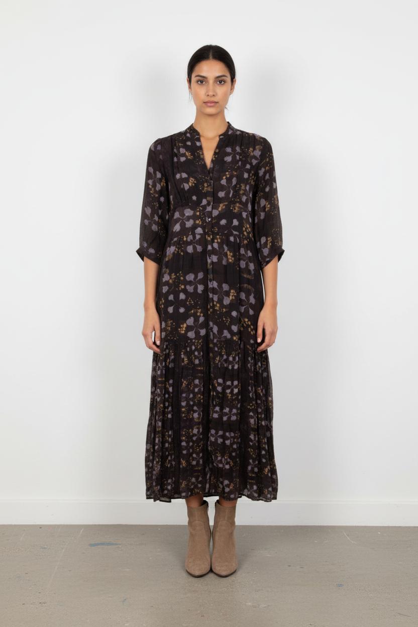 Robe Longue Noire et Violette - Taille XS/34
