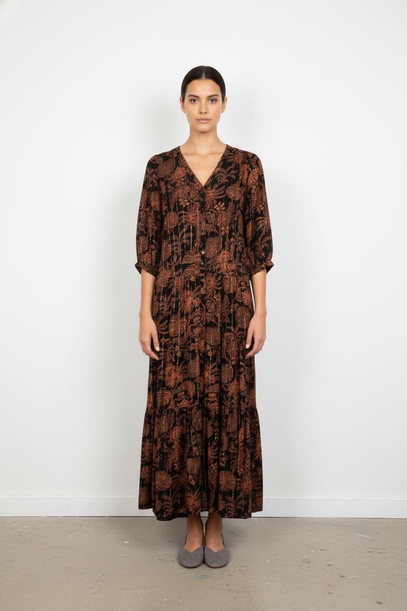 Robe Longue Noire et Marron - Taille M/38