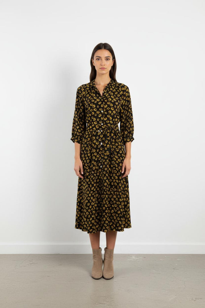 Robe Midi Noire et Jaune - Taille M/38