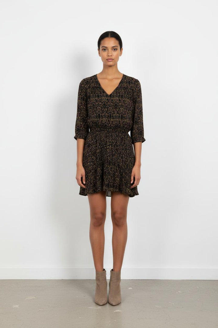 Robe Courte Noire et Jaune - Taille XS/34