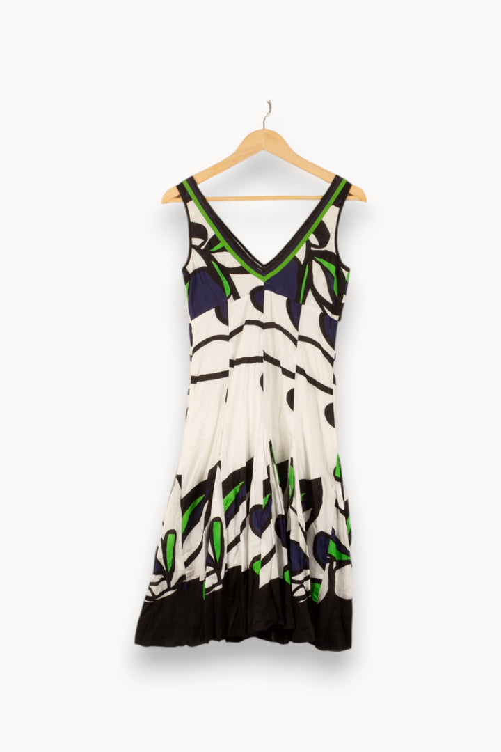 Robe Midi Blanche Noire et Verte - Taille S/36 de la marque Derhy | PARAD48315 - Vendu par Paradigme - Image 4
