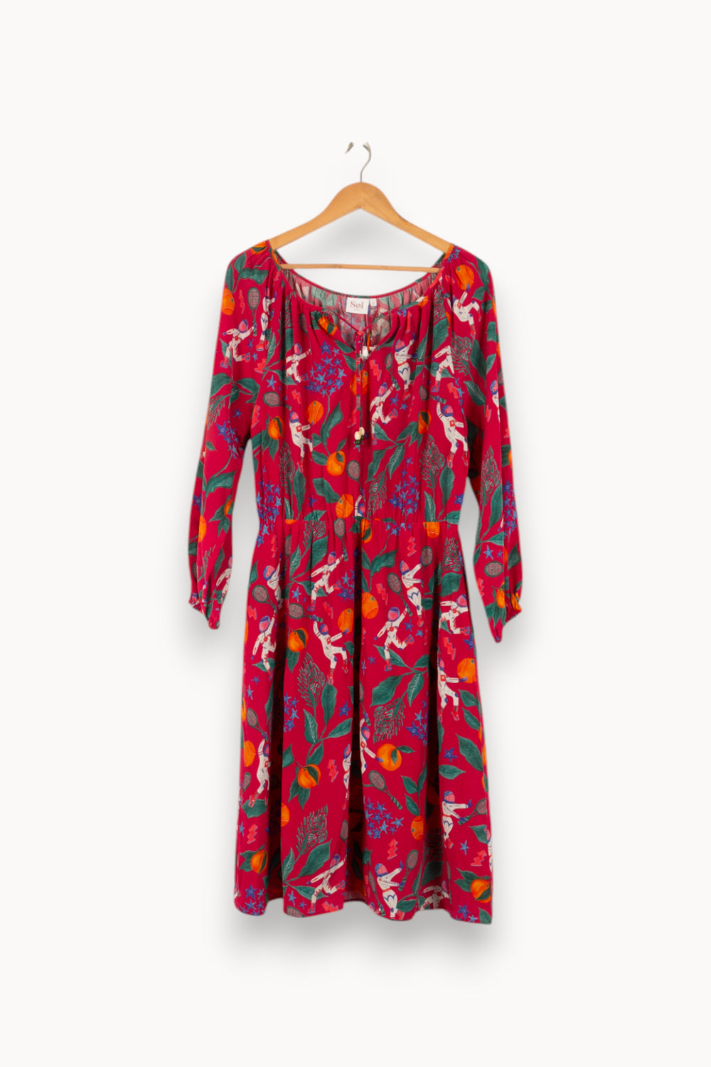 Robe Midi Rose et Vert - Taille L/40 de la marque Soi Paris | PARAD48368 - Vendu par Paradigme - Image 2