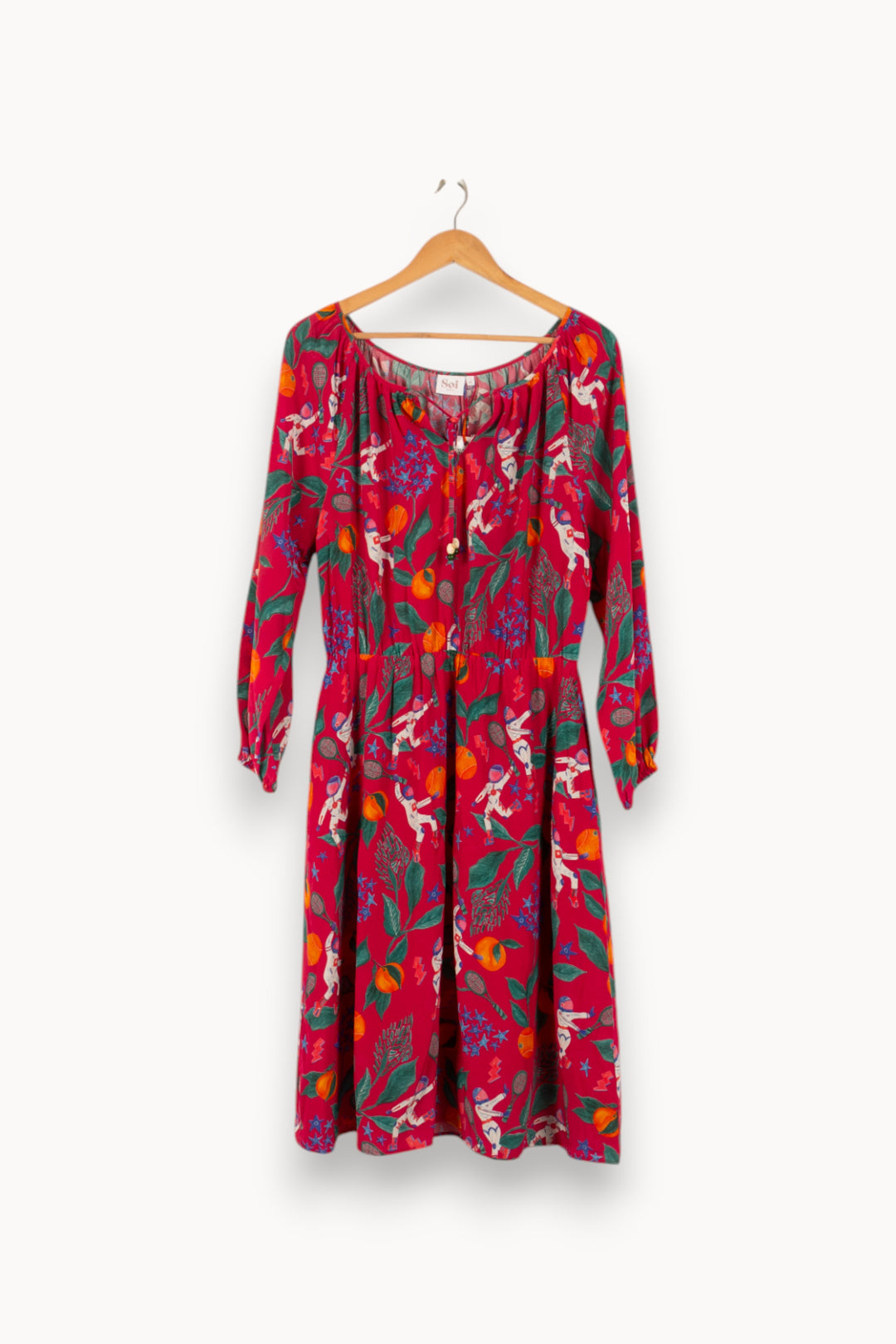 Robe Midi Rose et Vert - Taille L/40 de la marque Soi Paris | PARAD48368 - Vendu par Paradigme - Image 2