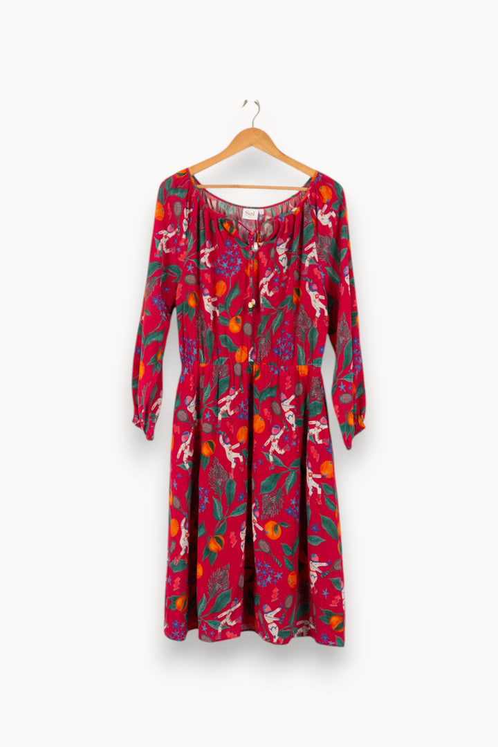 Robe Midi Rose et Vert - Taille L/40 de la marque Soi Paris | PARAD48368 - Vendu par Paradigme - Image 2