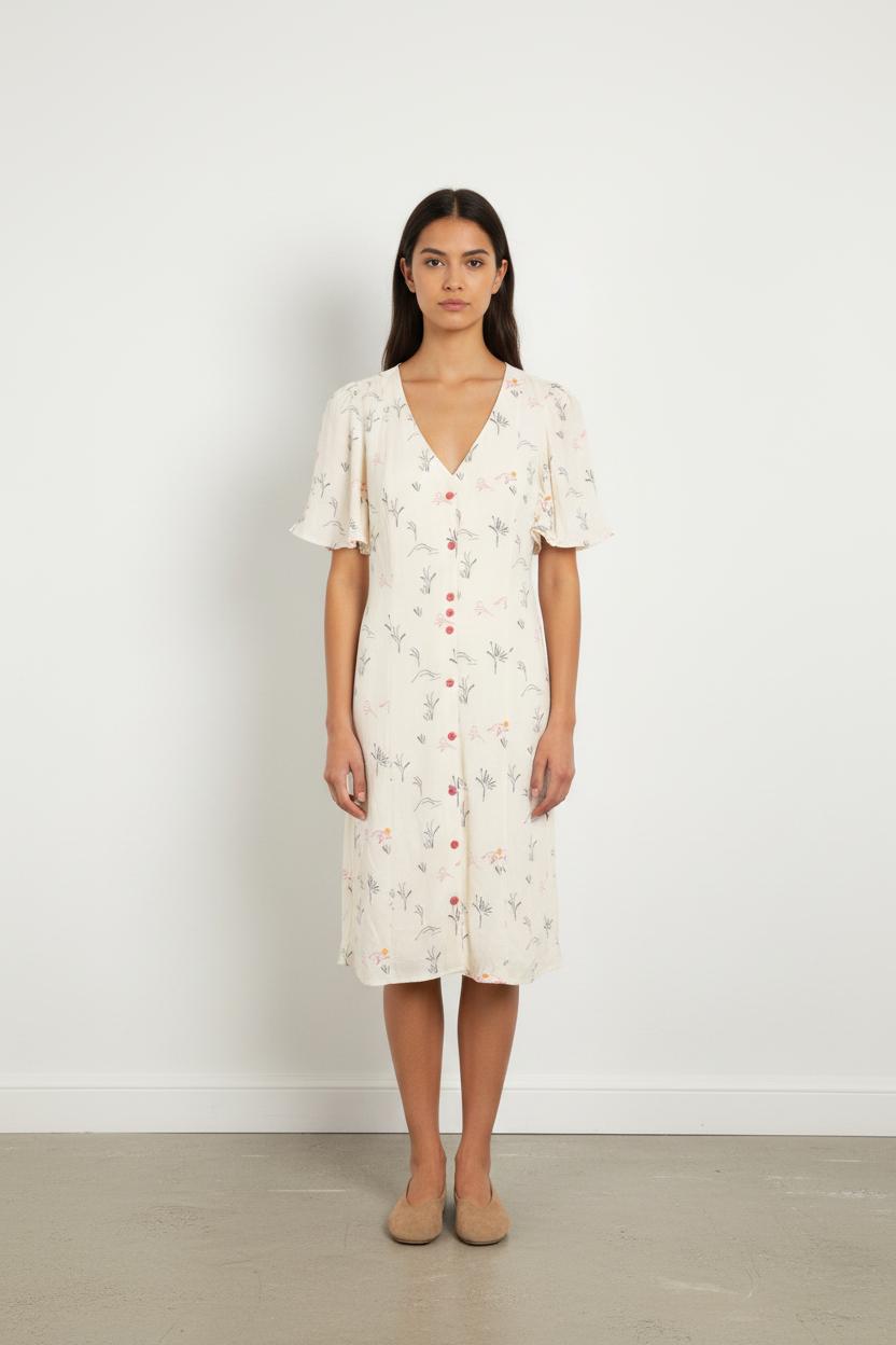 Robe Fleurie Blanche - Taille XS/34