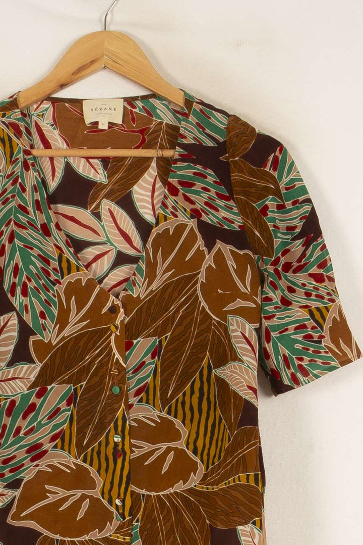 Chemisette Marron et Verte - Taille XS/34 de la marque Sézane | PARAD48457 - Vendu par Paradigme - Image 3