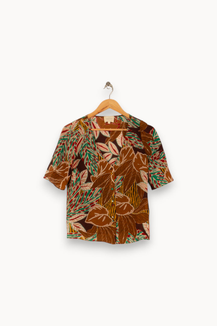 Chemisette Marron et Verte - Taille XS/34 de la marque Sézane | PARAD48457 - Vendu par Paradigme - Image 2