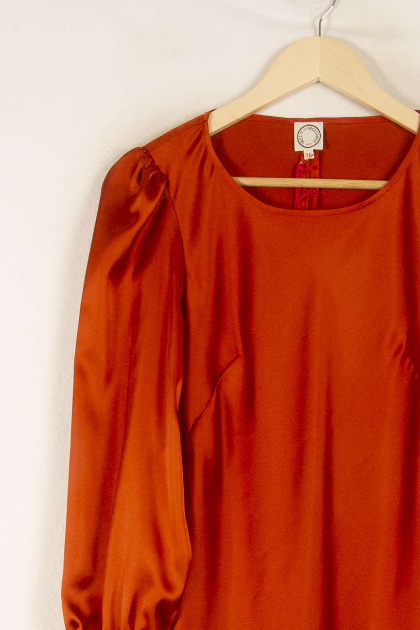 Robe Satinée Orange - Taille S/36 de la marque Ines de la Fressange Paris | PARAD48467 - Vendu par Paradigme - Image 3