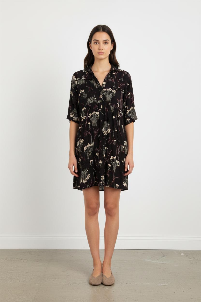 Robe Fleurie Noire et Blanche - Taille XS/34