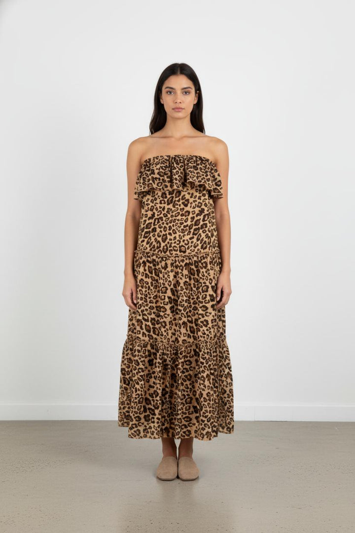 Robe Longue Beige et Marron - Taille S/36