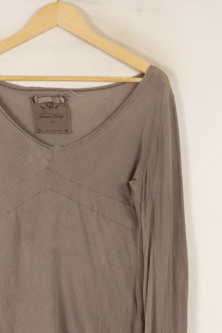 Tee-shirt Manches Longues Beige - Taille S/36 de la marque American Vintage | PARAD48635 - Vendu par Paradigme - Image 3
