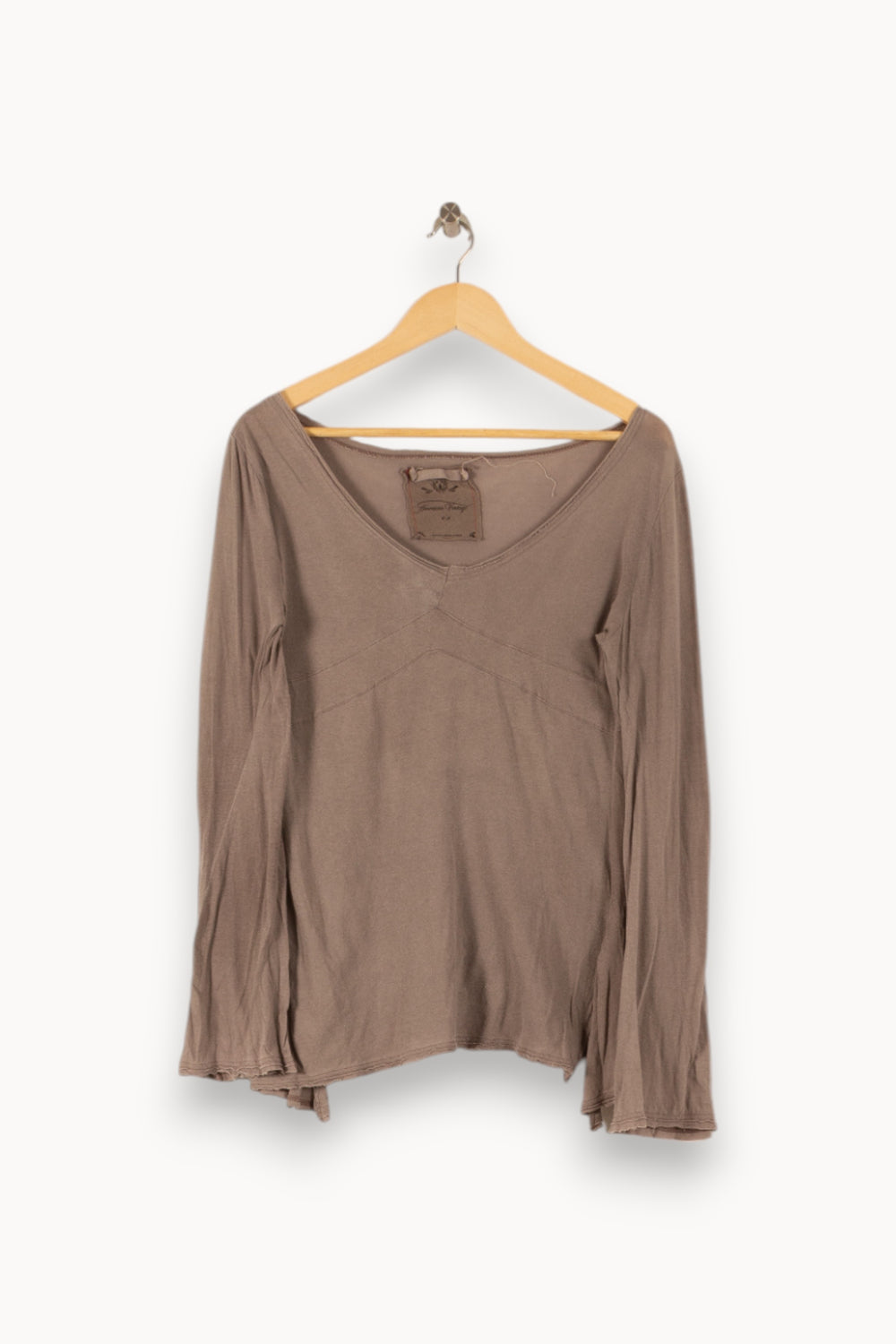 Tee-shirt Manches Longues Beige - Taille S/36 de la marque American Vintage | PARAD48635 - Vendu par Paradigme - Image 2