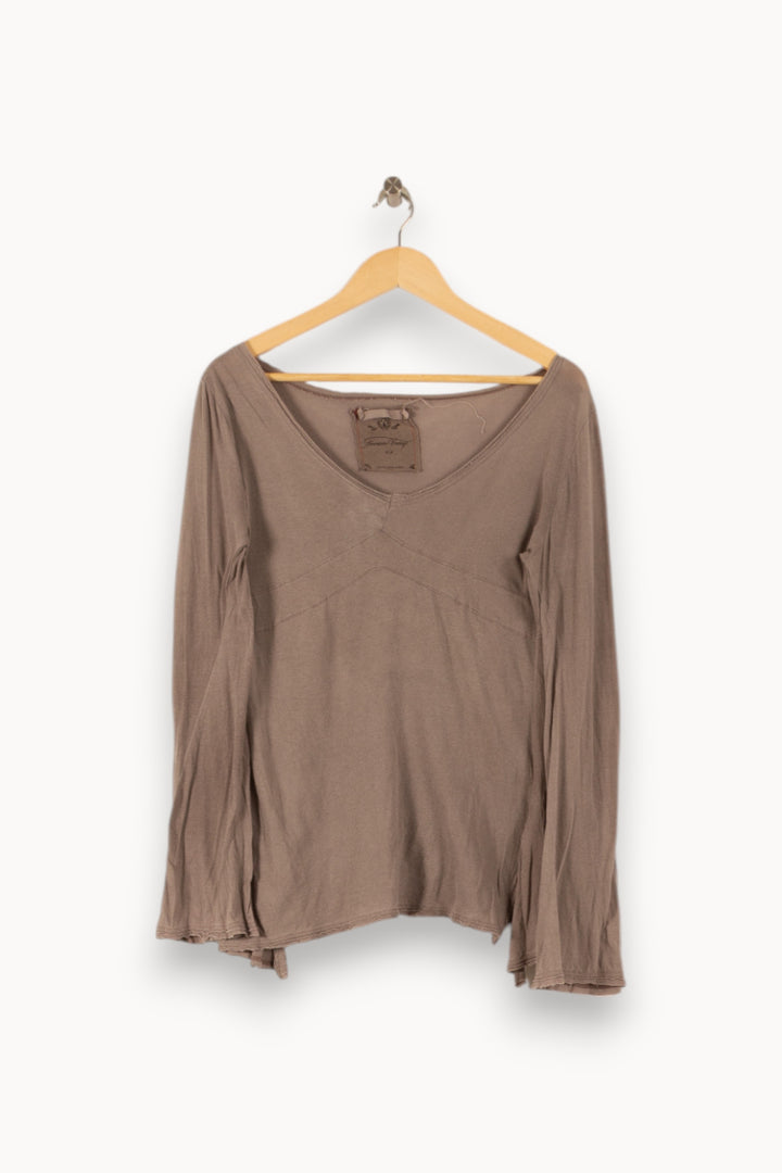 Tee-shirt Manches Longues Beige - Taille S/36 de la marque American Vintage | PARAD48635 - Vendu par Paradigme - Image 2