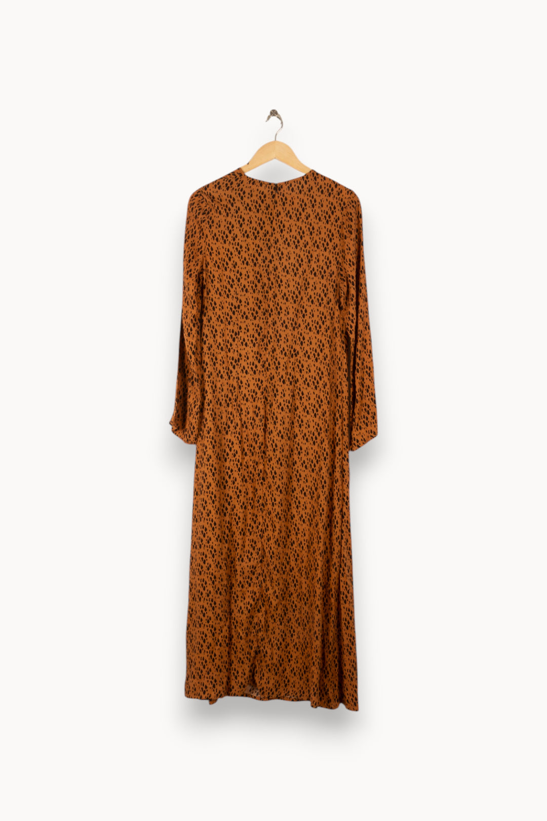 Robe Longue Marron à Motifs Noirs - Taille M/38 de la marque Bizance | PARAD48638 - Vendu par Paradigme - Image 4