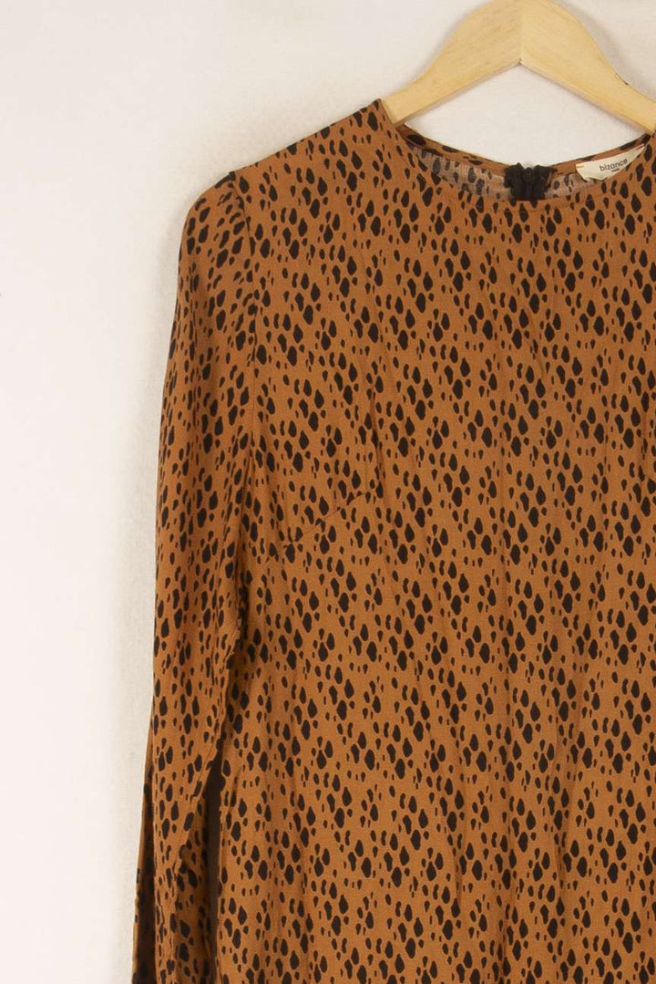 Robe Longue Marron à Motifs Noirs - Taille M/38 de la marque Bizance | PARAD48638 - Vendu par Paradigme - Image 3