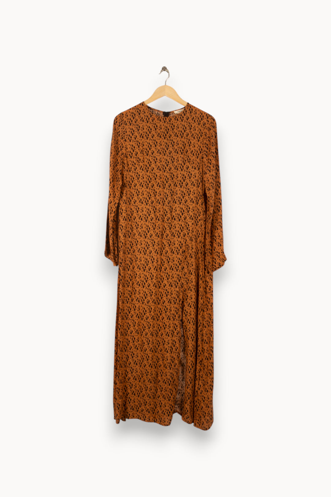Robe Longue Marron à Motifs Noirs - Taille M/38 de la marque Bizance | PARAD48638 - Vendu par Paradigme - Image 2