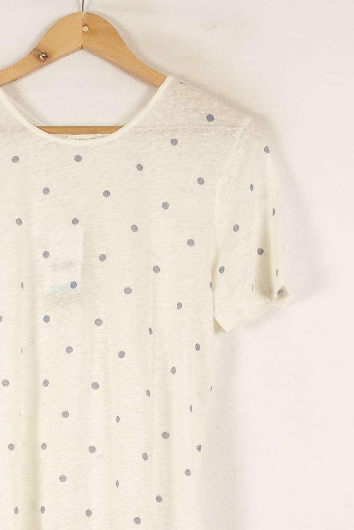 Tee-shirt Blanc à Pois Gris - Taille M/38 de la marque Maison 123 | PARAD48712 - Vendu par Paradigme - Image 3