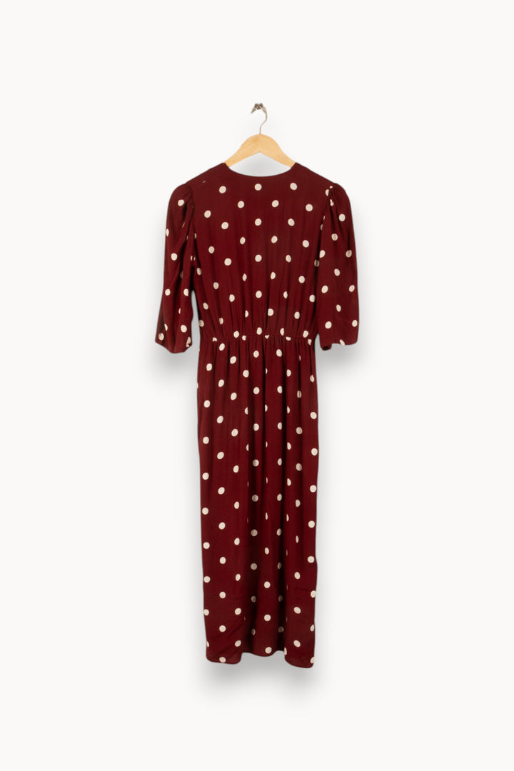 Robe Midi Marron et Blanche - Taille S/36 de la marque Caroll | PARAD48746 - Vendu par Paradigme - Image 4