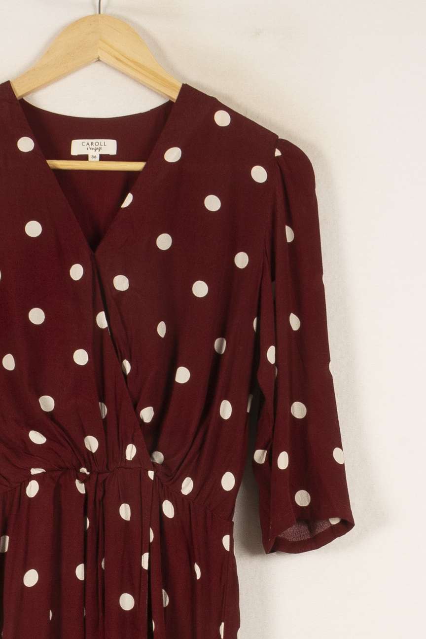 Robe Midi Marron et Blanche - Taille S/36 de la marque Caroll | PARAD48746 - Vendu par Paradigme - Image 3