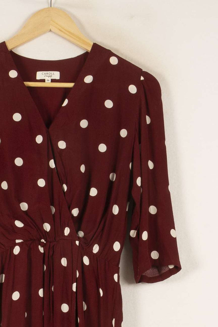 Robe Midi Marron et Blanche - Taille S/36 de la marque Caroll | PARAD48746 - Vendu par Paradigme - Image 3