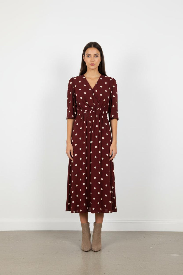 Robe Midi Marron et Blanche - Taille S/36