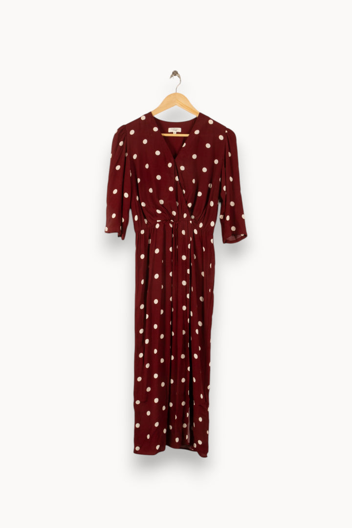 Robe Midi Marron et Blanche - Taille S/36 de la marque Caroll | PARAD48746 - Vendu par Paradigme - Image 2