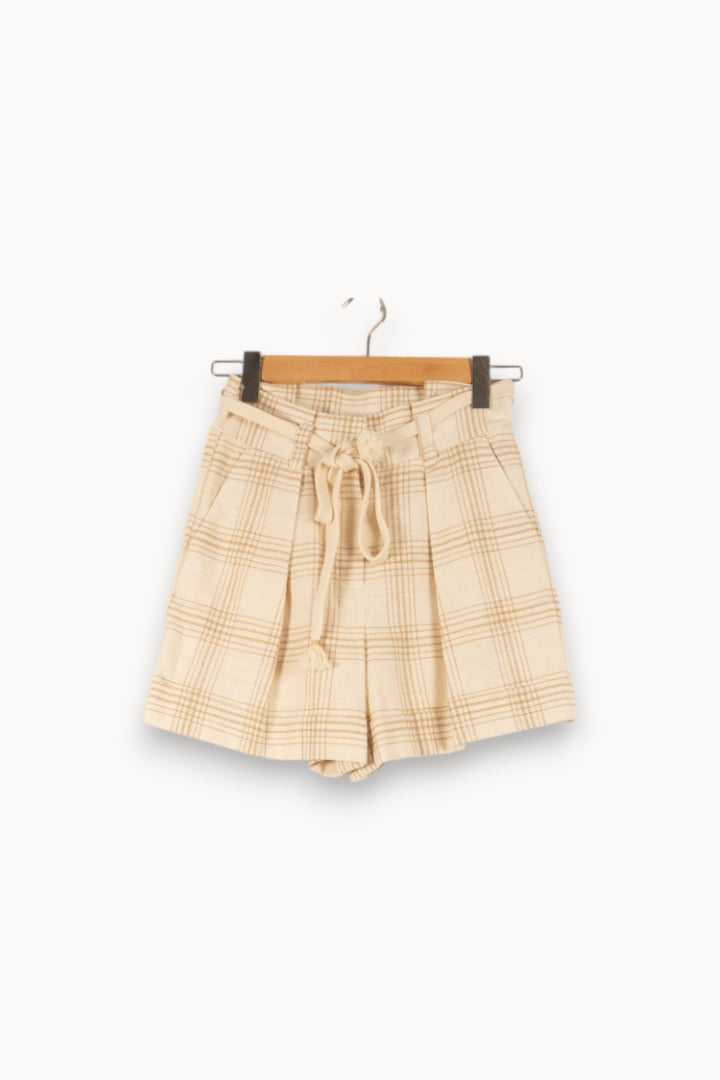 Short Beige à Carreaux - Taille S/36 de la marque Claudie Pierlot | PARAD48798 - Vendu par Paradigme - Image 2