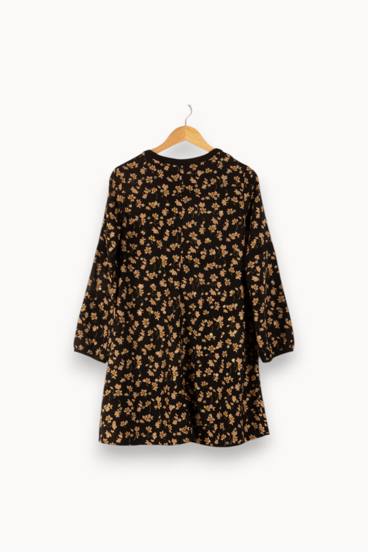 Robe Fleurie Noire et Jaune - Taille S/36 de la marque I.Code | PARAD48827 - Vendu par Paradigme - Image 4