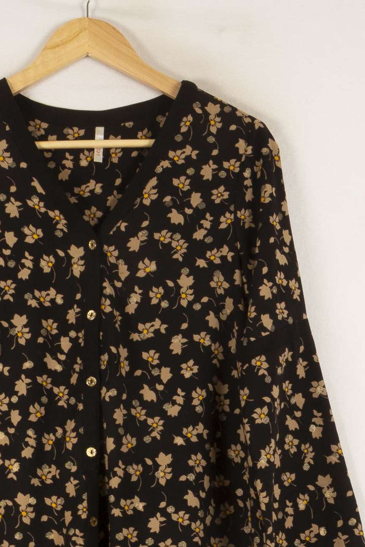 Robe Fleurie Noire et Jaune - Taille S/36 de la marque I.Code | PARAD48827 - Vendu par Paradigme - Image 3