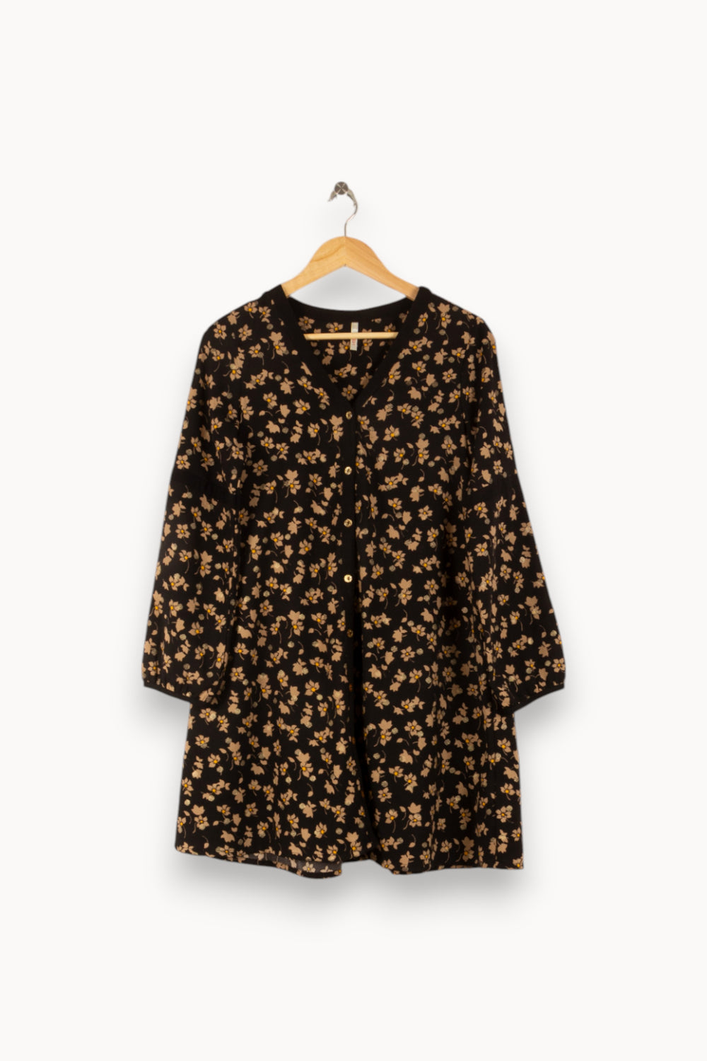 Robe Fleurie Noire et Jaune - Taille S/36 de la marque I.Code | PARAD48827 - Vendu par Paradigme - Image 2
