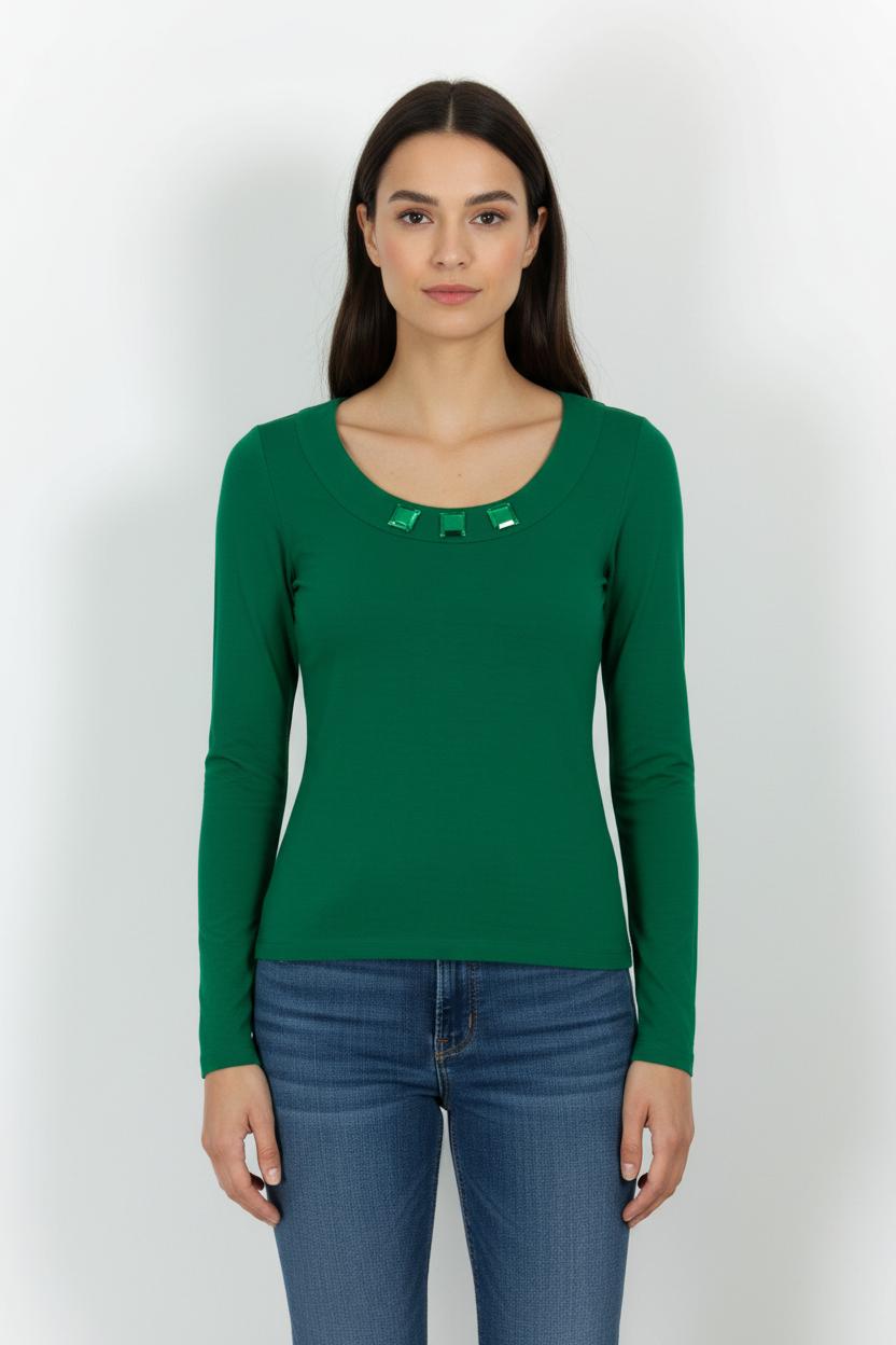 Tee-shirt Manches Longues Vert - Taille S/36 de la marque Maison 123 | PARAD48838 - Vendu par Paradigme - Image 1