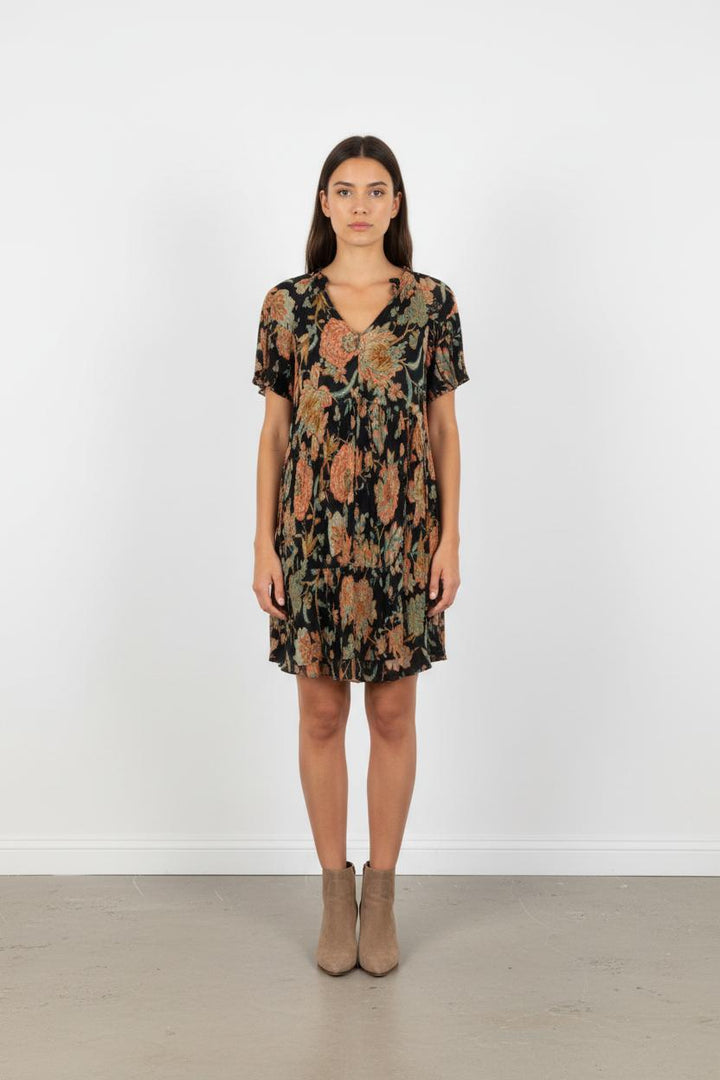 Robe Courte Noire et Orange - Taille XS/34