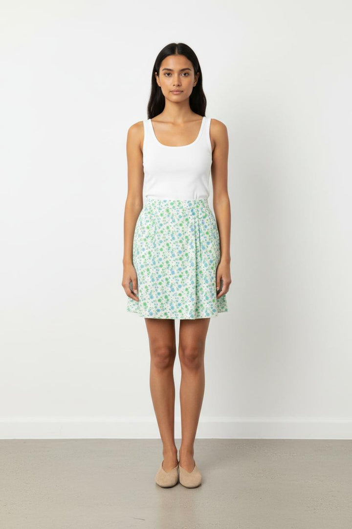 Jupe Courte Blanc Bleu et Vert - Taille L/40