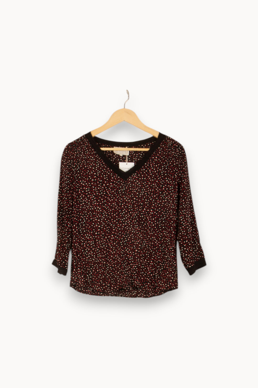 Blouse Noire à Pois Blancs et Rouges - Taille S/36 de la marque Sud express | PARAD48910 - Vendu par Paradigme - Image 2