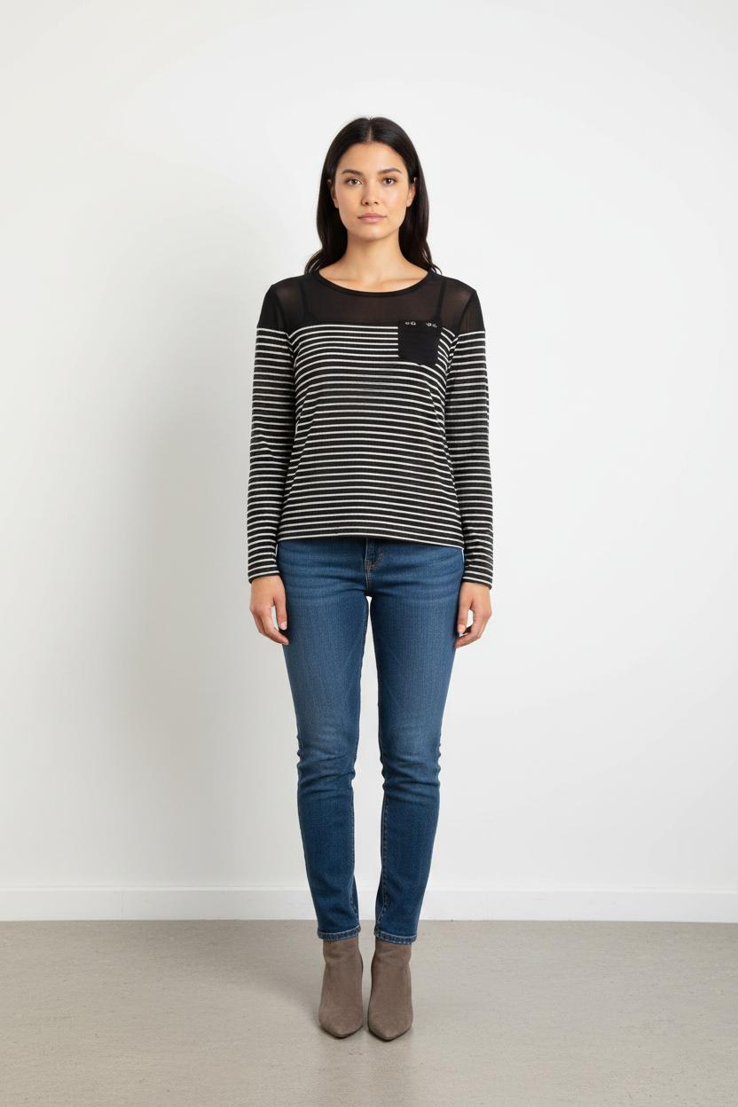 Marinière Noire et Blanche - Taille M/38