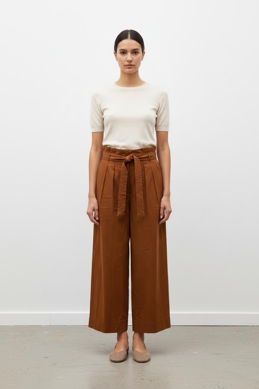Pantalon Large Marron - Taille S/36