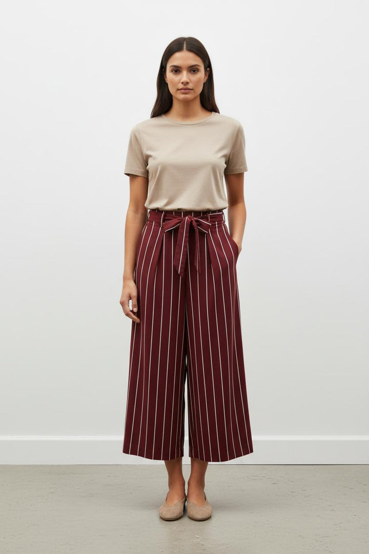 Jupe Plissée Bordeaux et Blanc - Taille S/36