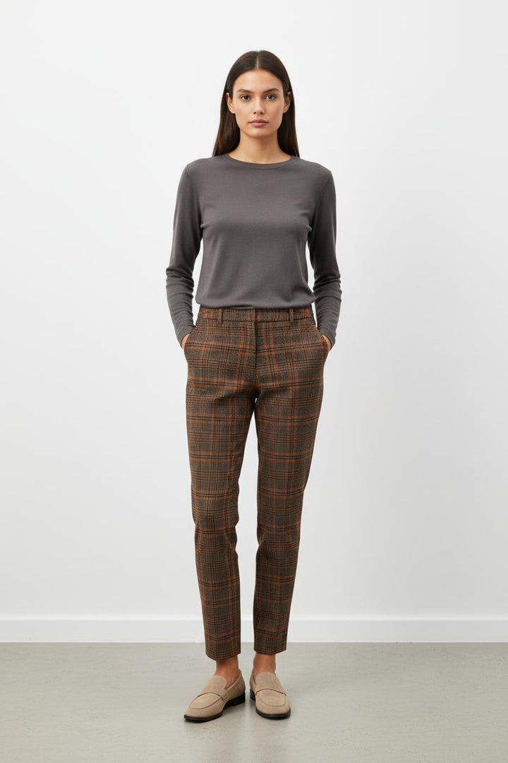 Pantalon Carreaux Marron et Orange - Taille XS/34