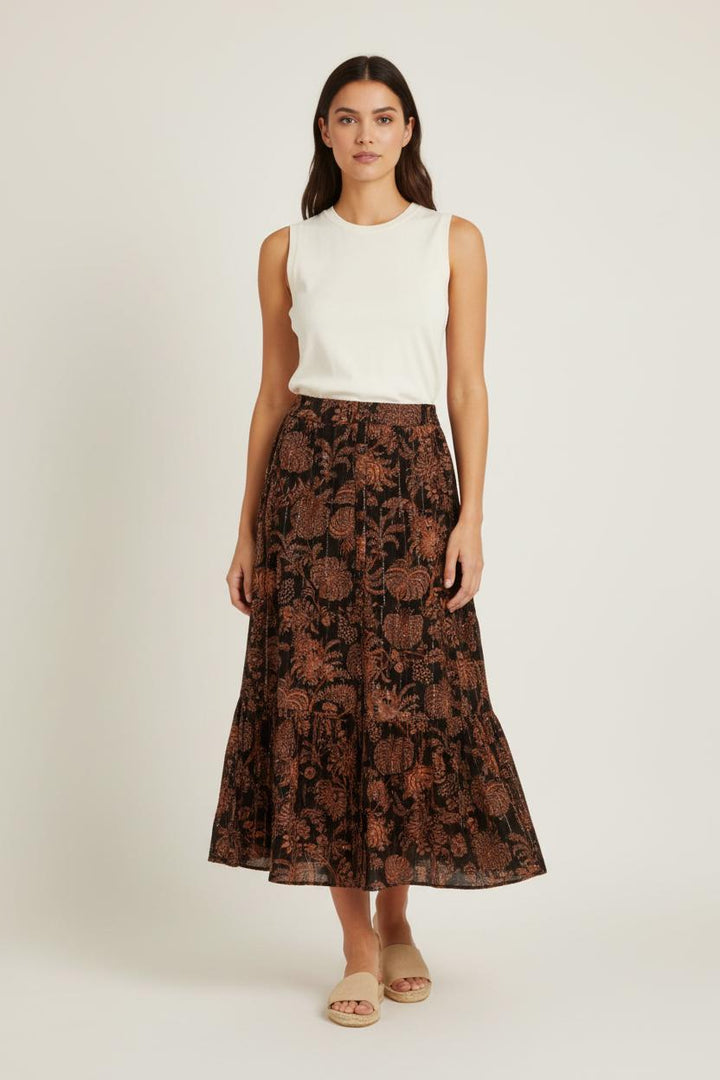Jupe Longue Noire et Orange - Taille XXL/44 de la marque Maison 123 | PARAD49025 - Vendu par Paradigme - Image 1