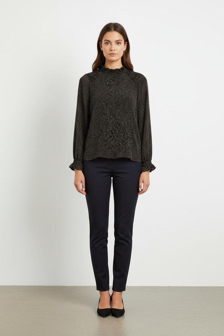 Blouse Noire à Pois Blancs - Taille S/36