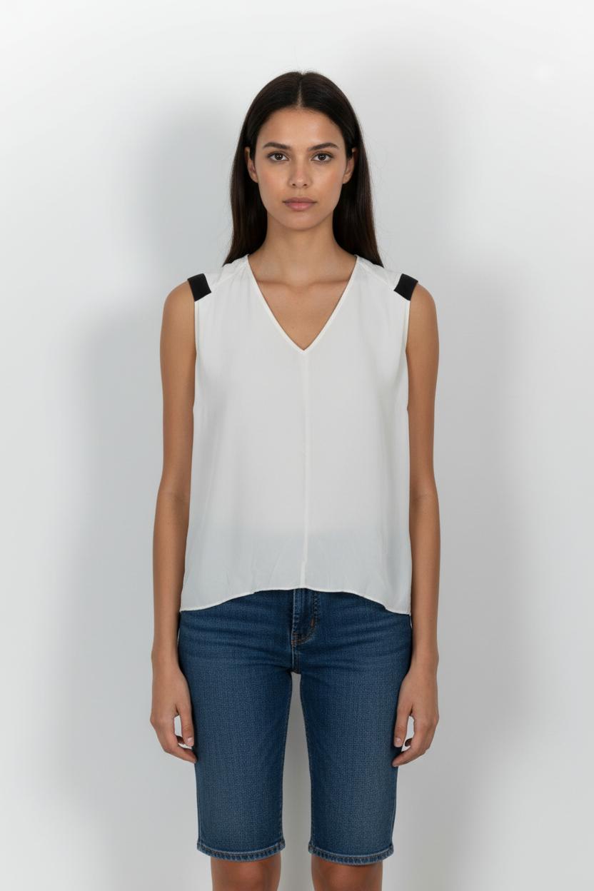 Blouse Blanche et Noire - Taille M/38 de la marque Sandro | PARAD49056 - Vendu par Paradigme - Image 1