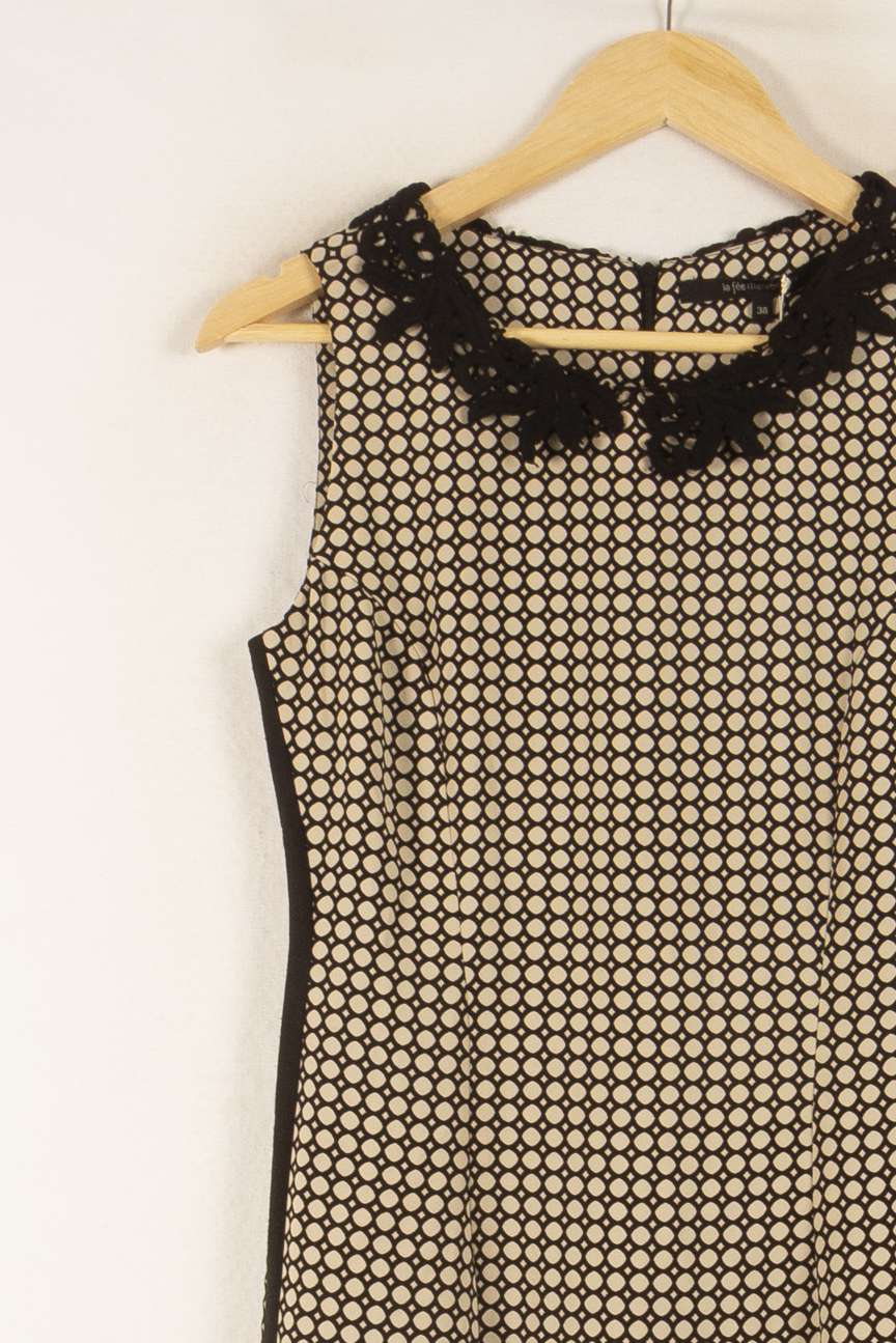 Robe Droite Noire et Beige - Taille M/38 de la marque La Fée Maraboutée | PARAD49068 - Vendu par Paradigme - Image 3
