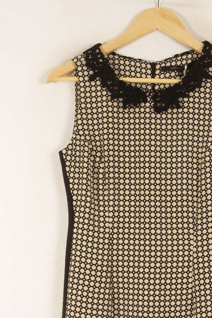 Robe Droite Noire et Beige - Taille M/38 de la marque La Fée Maraboutée | PARAD49068 - Vendu par Paradigme - Image 3