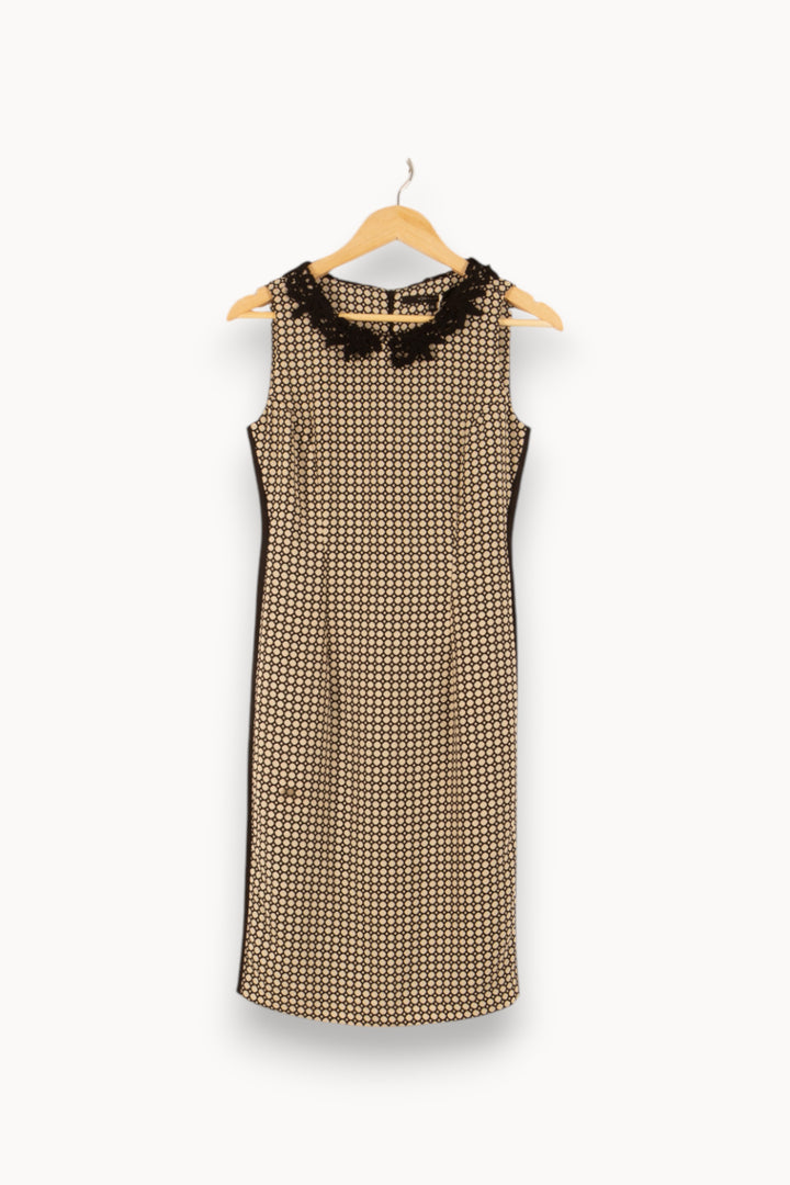 Robe Droite Noire et Beige - Taille M/38 de la marque La Fée Maraboutée | PARAD49068 - Vendu par Paradigme - Image 2