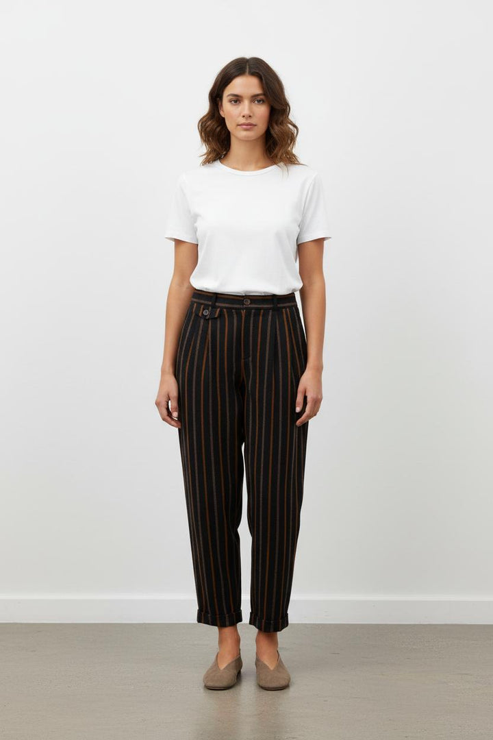 Pantalon Rayé Noir et Marron - Taille XS/34