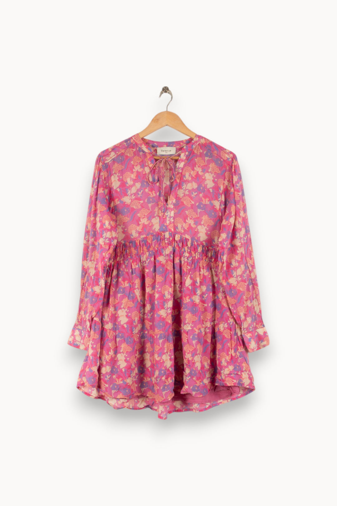 Robe Fleurie Rose et Beige - Taille M/38 de la marque Bérénice | PARAD49089 - Vendu par Paradigme - Image 2
