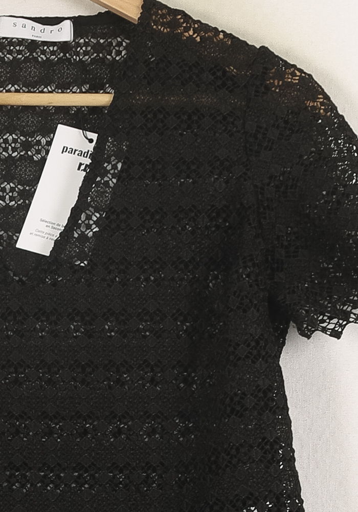 Blouse Noire - Taille L/40 de la marque Sandro | PARAD49138 - Vendu par Paradigme - Image 3