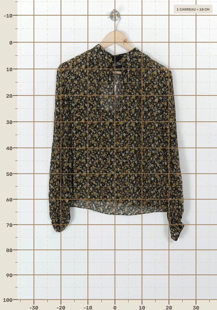 Blouse Fleurie Noire et Jaune - Taille S/36 de la marque The Kooples | PARAD49146 - Vendu par Paradigme - Image 4