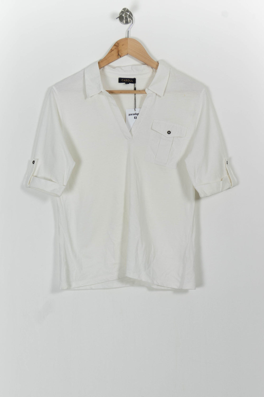 Polo Blanc - Taille L/40 de la marque Caroll | PARAD49155 - Vendu par Paradigme - Image 2