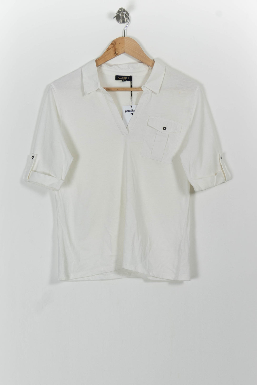 Polo Blanc - Taille L/40 de la marque Caroll | PARAD49155 - Vendu par Paradigme - Image 2